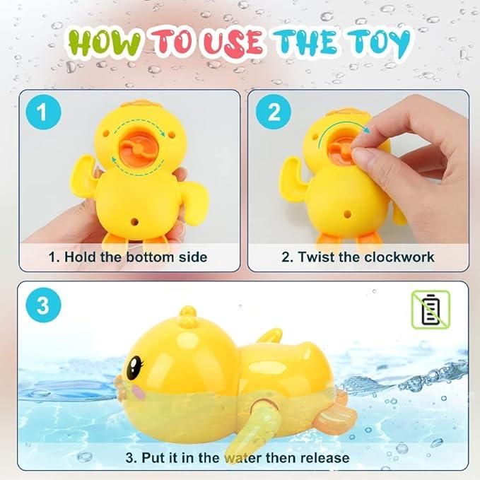 Kids Bath Toy Swimming Duck Wind Up Water Floating Duck Toy